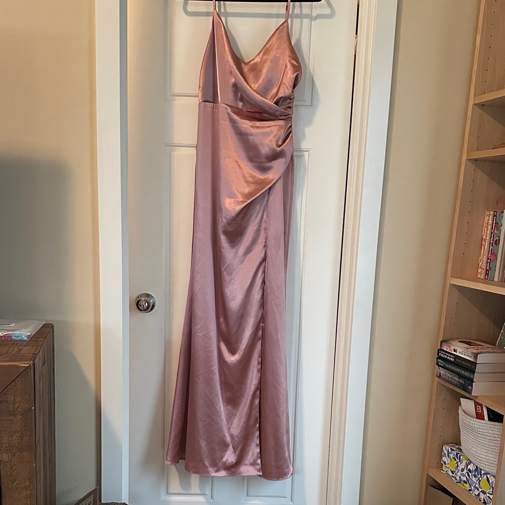 Birdy Grey Satin Maxi Dress in Dusty Rose
